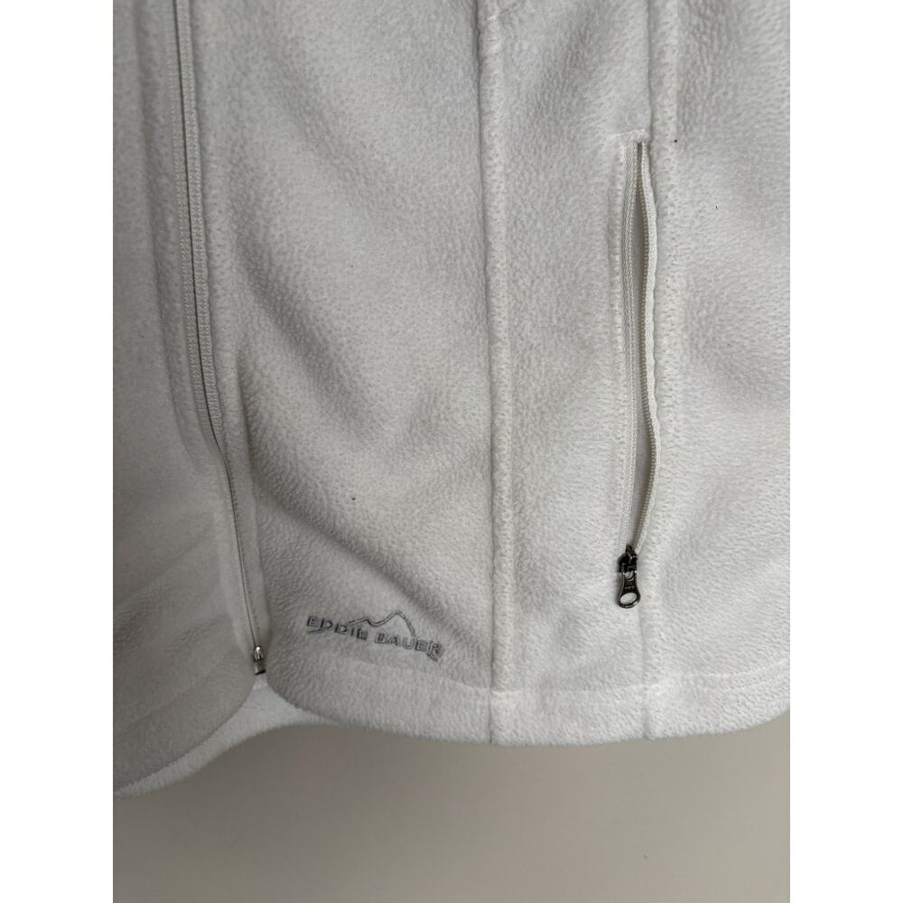 Eddie Bauer Vest Women's M Ivory White Fleece Full Zip Pockets Cozy Warm Hike - Picture 4 of 10